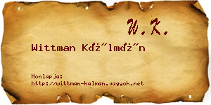 Wittman Kálmán névjegykártya